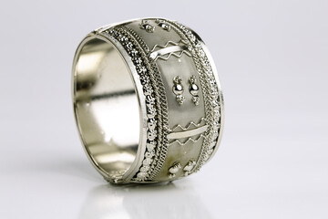 Beautiful bracelets on white background