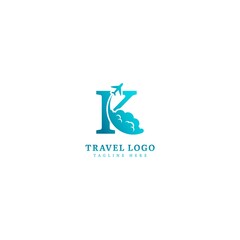 Initial letter K logotype. Minimalist traveling logo concept, fit for adventure, vacation agency, tour business or traveling agent. Illustration vector logo.