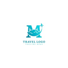 Fototapeta premium Initial letter M logotype. Minimalist traveling logo concept, fit for adventure, vacation agency, tour business or traveling agent. Illustration vector logo.