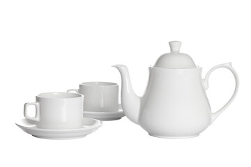 white teapot and cups