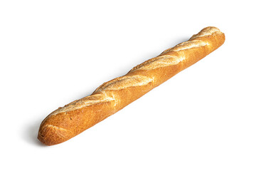 Fresh French baguette from the bakery, on a white background