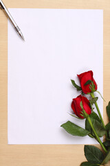 red rose and paper