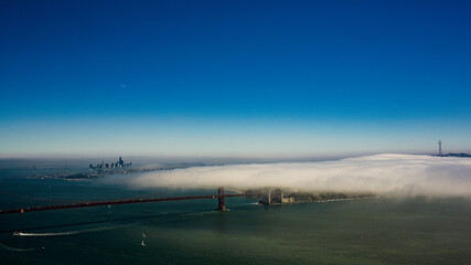 San Francisco fog. Golden Gate Bridge. 