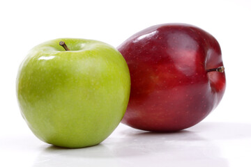 red and green apples isolated on white