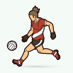 Fototapeta premium Gaelic Football female player cartoon graphic vector. 