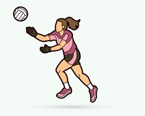 Fototapeta Gaelic Football female player cartoon graphic vector.	 obraz