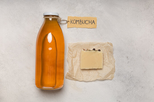Natural cosmetics, kombucha soap. The inscription on the label "Kombucha"