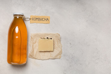Natural cosmetics, kombucha soap. The inscription on the label 