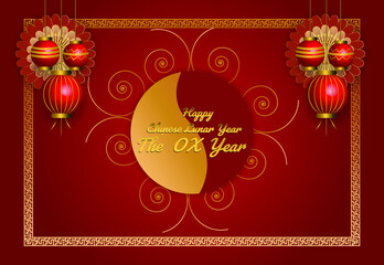 Naklejka premium chinese new year banner in floral ornament 