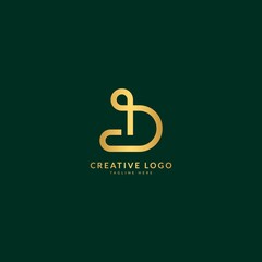 Letter D. Elegant logotype vector. Minimalist human concept