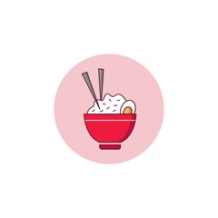 Rice Bowl icon logo cute vector flat design template