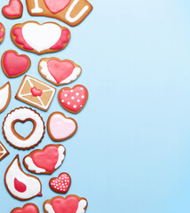 Valentines day greeting card with gingerbread cookies