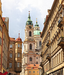 Fototapeta na wymiar St. Nicholas Church Prague Old Town Square.Czech