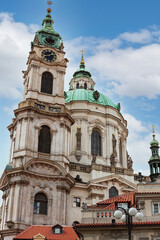 Fototapeta na wymiar St. Nicholas Church Prague Old Town Square.Czech
