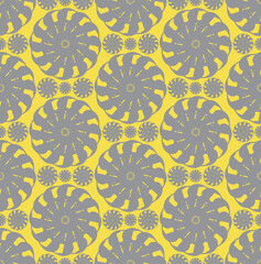 Abstract Seamless Pattern. Modern stylish texture. Composition from chaotic shapes. For print, Textile, wrapping, wallpaper, website. Simple digital drawing with mandalas. Ultimate Gray. Illuminating