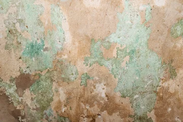 Wall murals Old dirty textured wall texture of old plaster wall old wallpaper restoration green