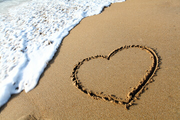heart drawn in sand