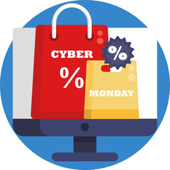 Cyber Monday sale Icon. Vector Icon of discount labels isolated. 