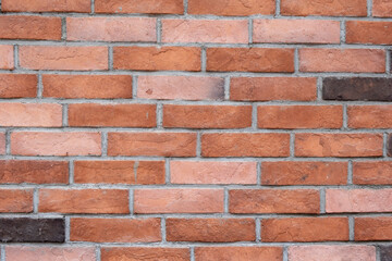 Red brick wall background landscape / horizontal composition. abstract background, texture. Stock Photo.