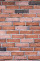 Red brick wall background portrait / vertical composition. abstract background, texture. Stock Photo.