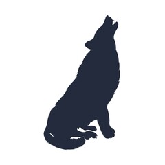Silhouette of the wolf. Vector wolf logo. wildlife, Wild wolf illustration, wolf sitting icon
