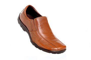 Brown man's shoe isolated on white background