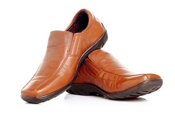 man formal shoes on white background.