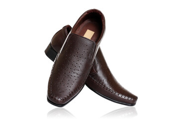 man formal shoes on white background.