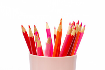 red, pink, orange color pencil