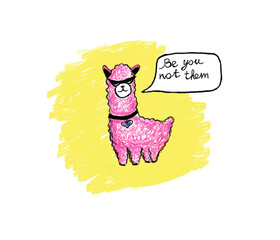 Inspirational Pink Llama