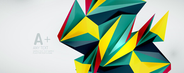 Vector triangle geometric backgrounds. Low poly 3d shape on light backdrop. Vector illustration for covers, banners, flyers and posters and other designs