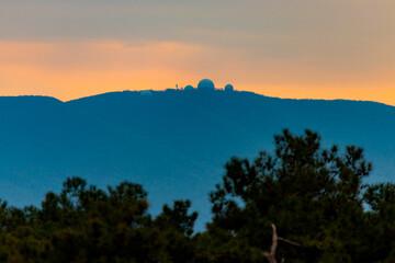 The meteorological weather station building on the top of the mountain