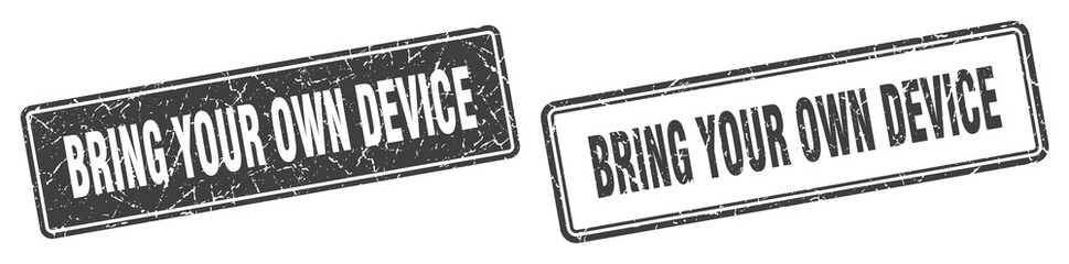 bring your own device stamp set. bring your own device square grunge sign