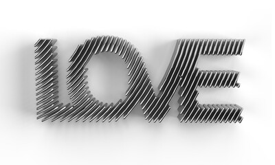 3D Render Love text 3D Illustration Deign.