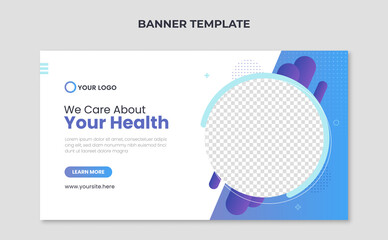 We care about your health banner. Medical healthcare web banner template