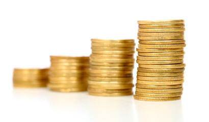 Pile of money ( Indian coin ) on white background