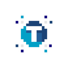 Pixel Logo, Technology Logo, T Initial Icon