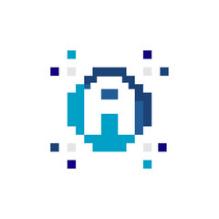 Pixel Logo, Technology Logo, A Initial Icon