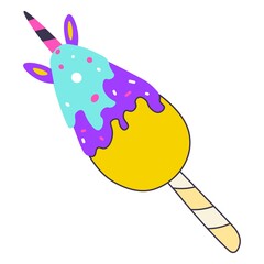 Colorful ice cream in form of unicorn, vector