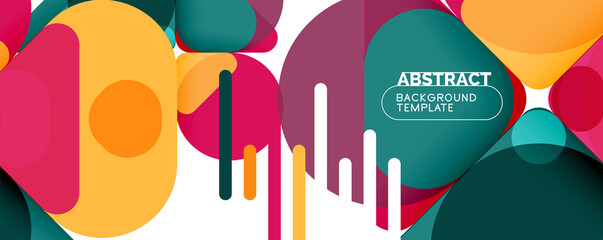 Modern geometric round shapes and dynamic lines, abstract background. Vector illustration for placards, brochures, posters and banners