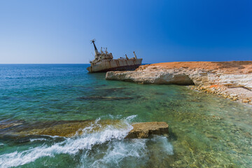Old ship wreck near coast - Paphos Cyprus