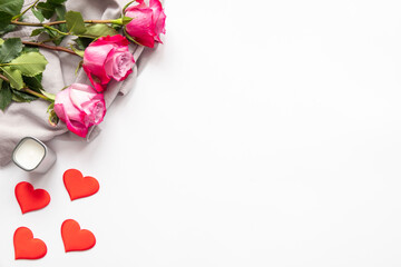 Valentines Day background with present hearts and flower