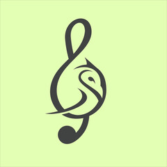 icon of owl combined clef music, vector art.