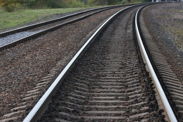 Railroad, rails with sleepers.