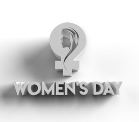 3D Render 8 march Happy Women's Day with woman face Illustration Design.