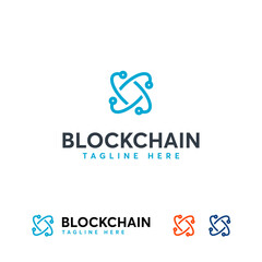 Blockchain Logo designs concept vector, Technology Wire logo symbol, Logo template concept