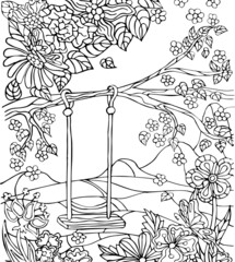 Vector illustration for album. Coloring book.