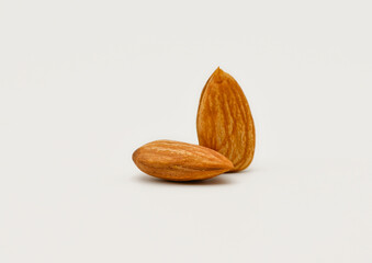 FRESH ALMOND WITH GREEN LEAF WHITE BACK GROUND