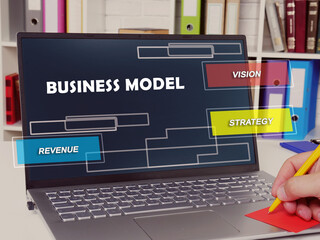  Financial concept meaning  business model vision strategy revenue with inscription on the piece of paper.