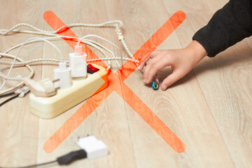 Damaged wire is not a toy for children life-threatening.